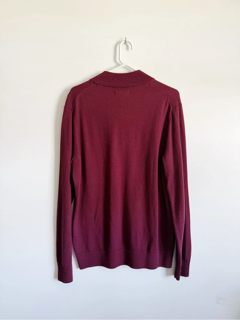 THE COMMONS Burgundy Red Merino Wool Quarter Zip Sweater Men’s Large
